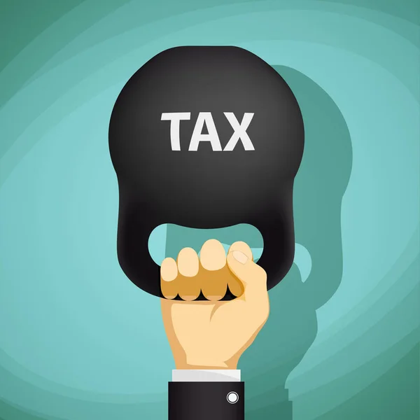 Man heeft in een hand kettlebell met het woord belasting — Stockfoto