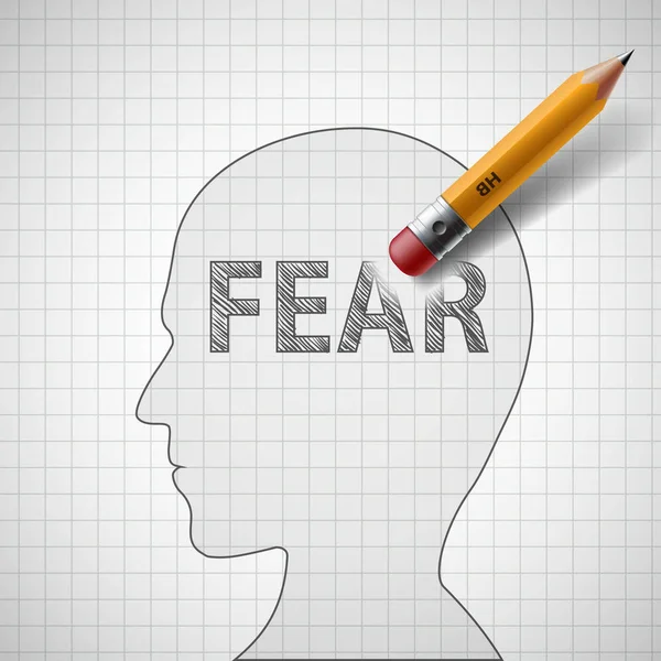 Pencil erases the word fear — Stock Photo, Image