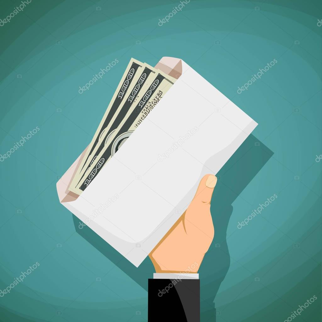 Man holds an envelope with money