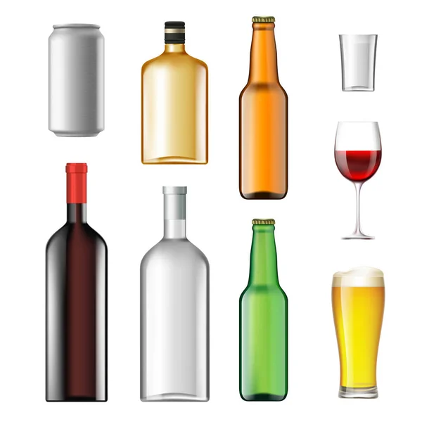 Botellas con bebidas alcohólicas — Vector de stock