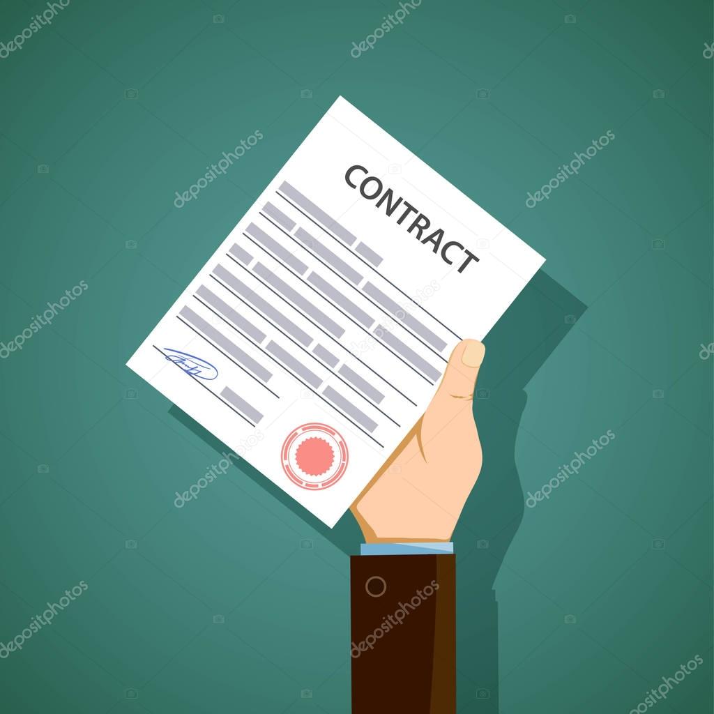 Man holding in hand a document contract