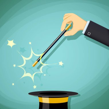 Magic wand and hat. 