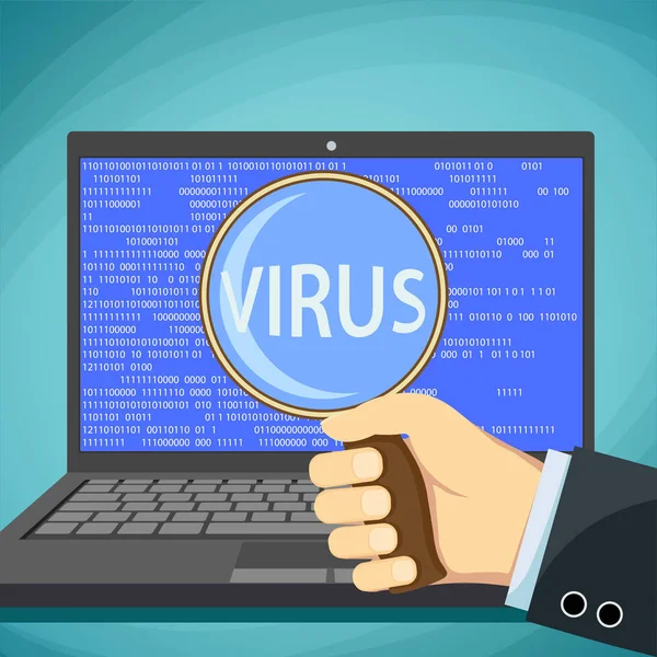 Virus de Word en la pantalla del ordenador portátil . — Vector de stock