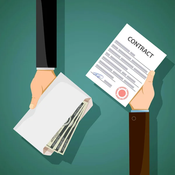 İki adam onların elleri sözleşme ve rüşvet tutun. Bu yolsuzluk