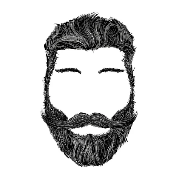 Tête humaine avec la coiffure, la moustache et la barbe isolé sur wh — Image vectorielle