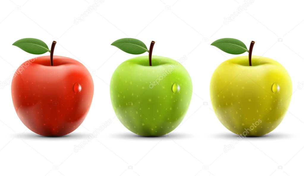 Set of red, yellow and green apples 