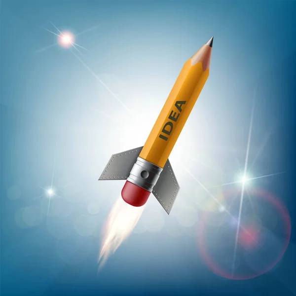 Lápis na forma de um foguete — Vetor de Stock