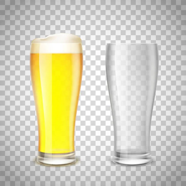 Glasses empty and with beer — Stock Vector