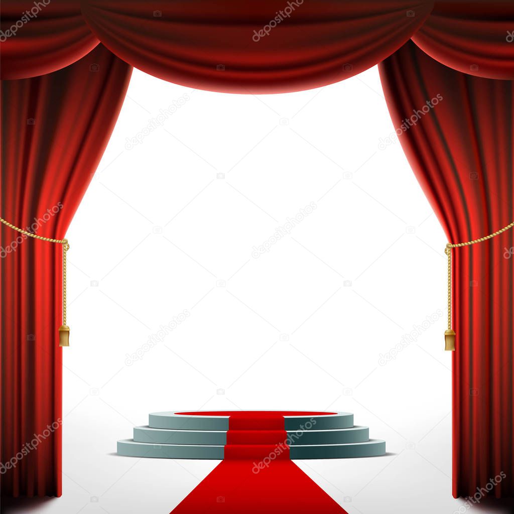 Podium under the red curtain
