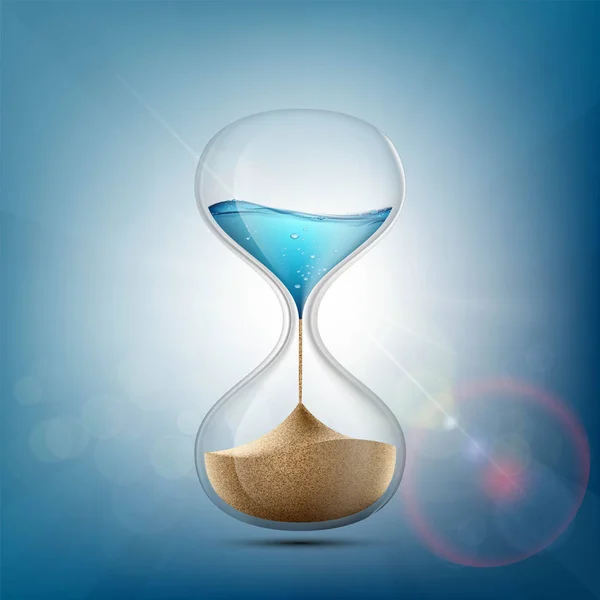 Water in hourglass becomes a sand — Stock Vector
