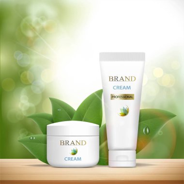 Plastik konteyner kozmetik krem ile ayarla 