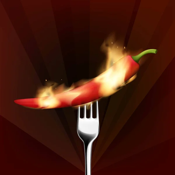 Červené chilli pepper s vidličkou — Stockový vektor