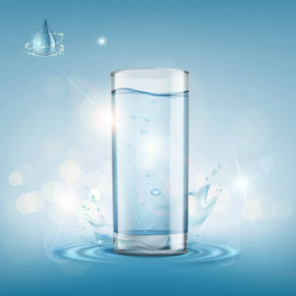 Glass with clear water. — Stock Vector