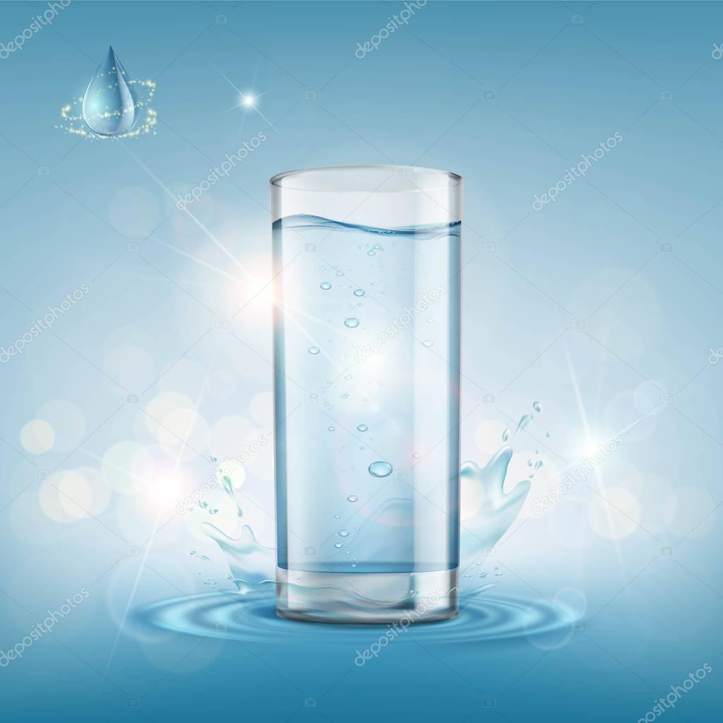 Glass with clear water.