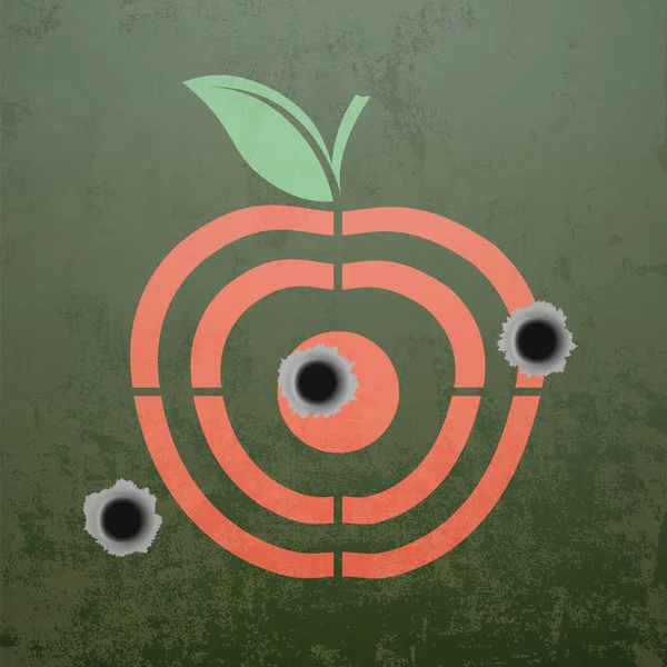 Objetivo militar en forma de manzana de fruta . — Archivo Imágenes Vectoriales