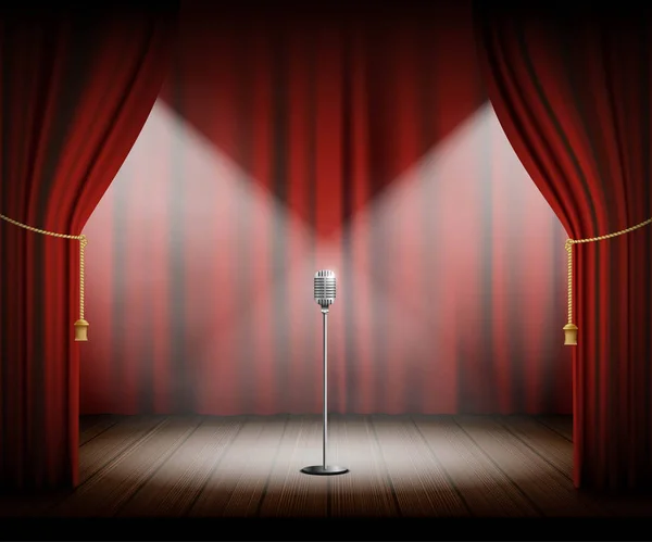 Stage with a red curtain. — Stock Vector