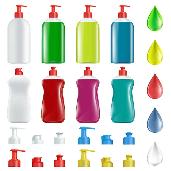 Σύνολο των πλαστικών εμπορευματοκιβωτίων με σαπούνι — Διανυσματικό Αρχείο