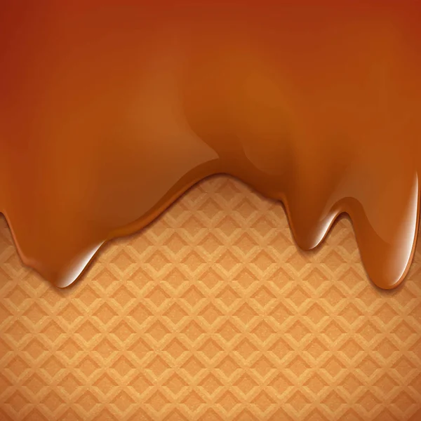 Gofres con caramelo. Fondo de postre . — Vector de stock