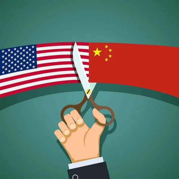 Banderas de Estados Unidos y China — Vector de stock