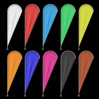 Set of multicolored teardrop banner flags clipart