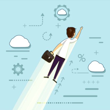 Gökyüzünde uçan iş adamı