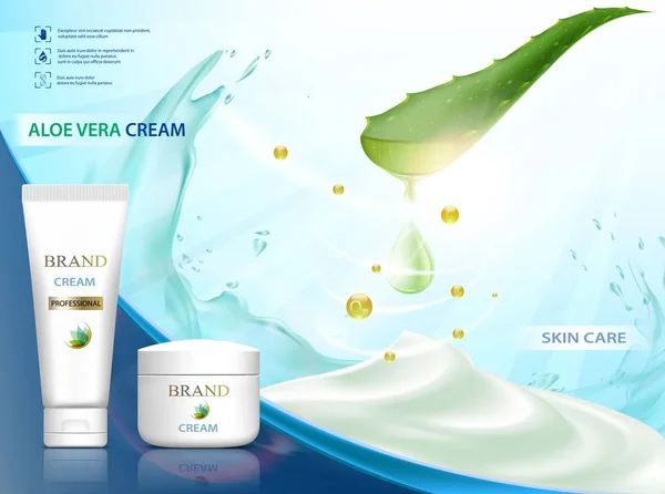 Creme cosmético com aloe vera —  Vetores de Stock