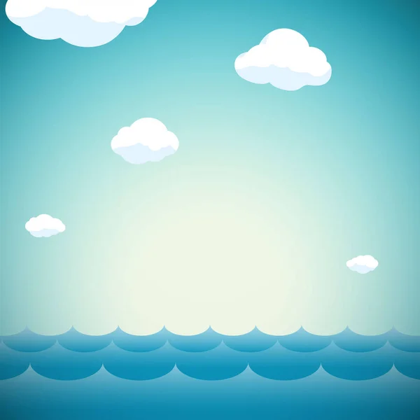 Gökyüzü, bulutlar ve su ile doğal arka plan — Stok Vektör