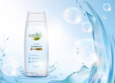 Saç şampuanı ile beyaz plastik ambalaj