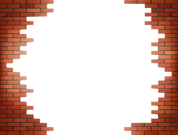 White hole in red brick wall. — Stock Vector