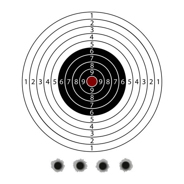 Militärisches Ziel mit Einschusslöchern — Stockvektor