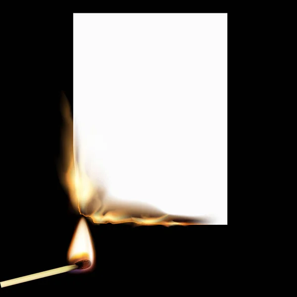 Pappersark på eld och match — Stock vektor