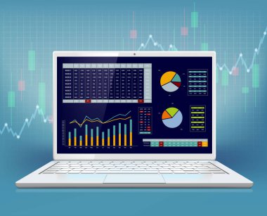 Borsa verileri dizüstü bilgisayar ekranında