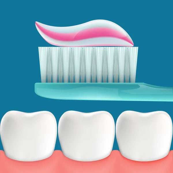 Tandenborstel met tandpasta — Stockvector