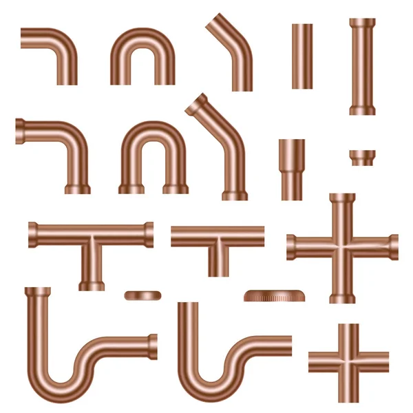 Conjunto de tubos de cobre . — Archivo Imágenes Vectoriales