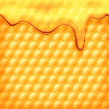 Honey flows on honeycombs clipart