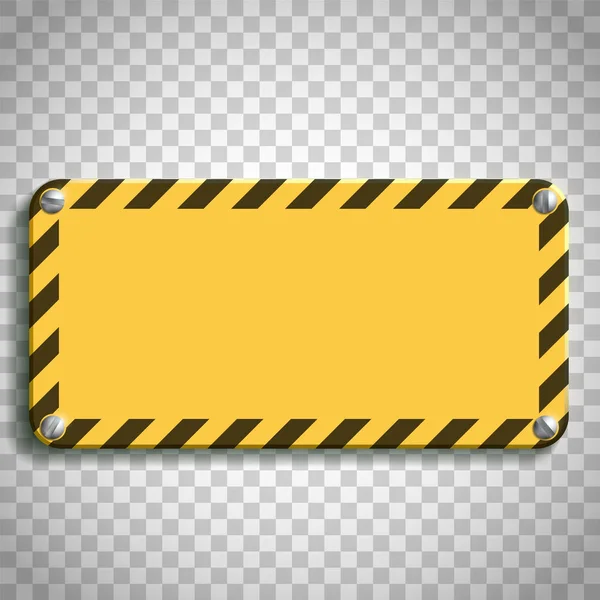 Жовта Металева Пластинка Гвинтами Прозорому Фоні Промисловий Знак Попередження Сток — стоковий вектор