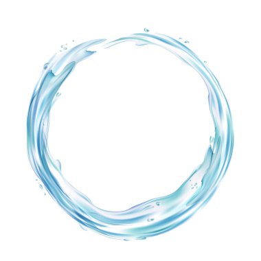 Beyaz arka plan, vektör, illüstrasyon izole halka şeklinde doğal mavi sıvı