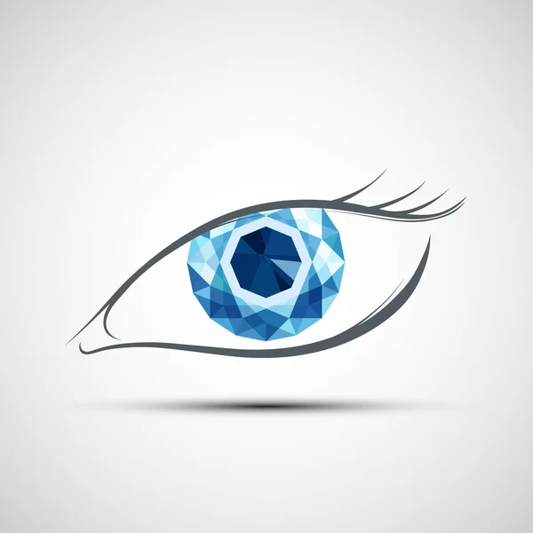 Ícone Olho Humano Com Diamante Design Logotipo Ilustração Vetor — Vetor de Stock