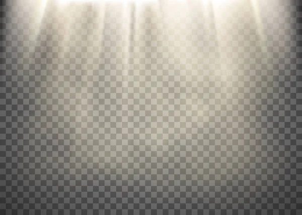 Sunlight on a transparent background. Light rays pattern. Stock vector illustration.