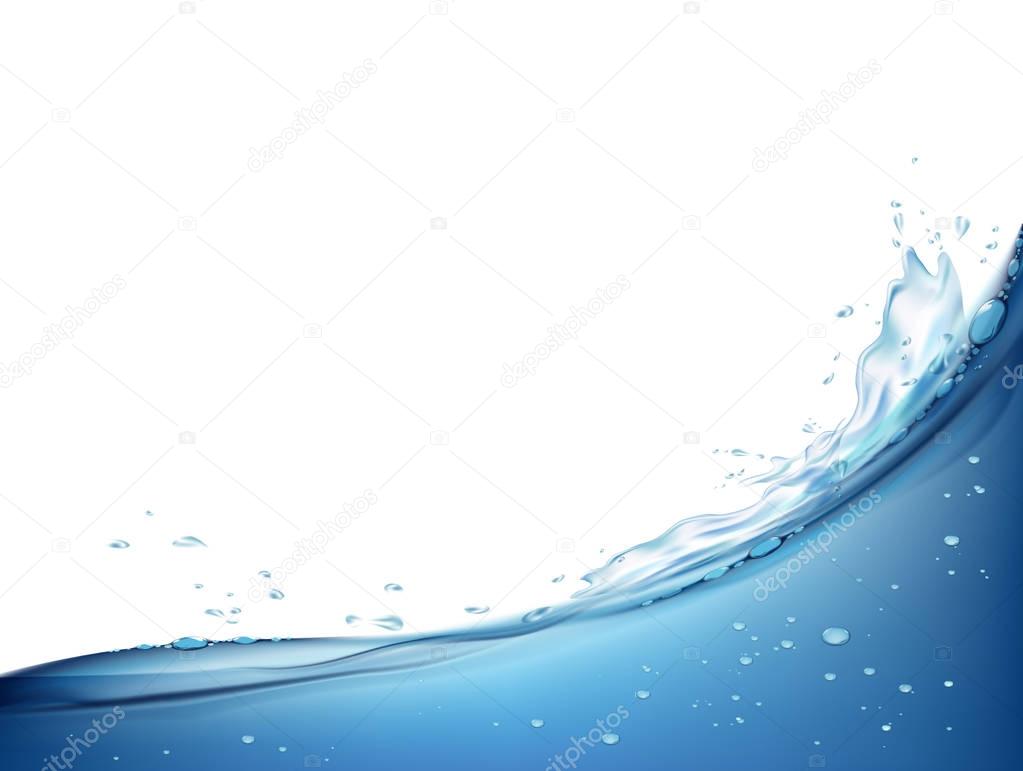 Waves splashing on the water surface. Natural background. Isolated on white background. Stock vector illustration.