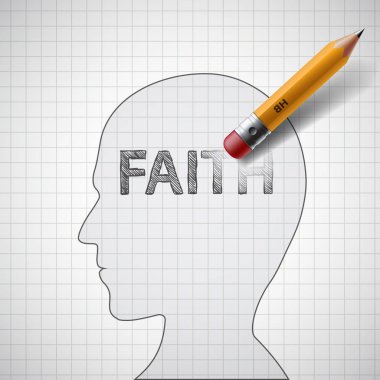 Pencil erases the word faith clipart
