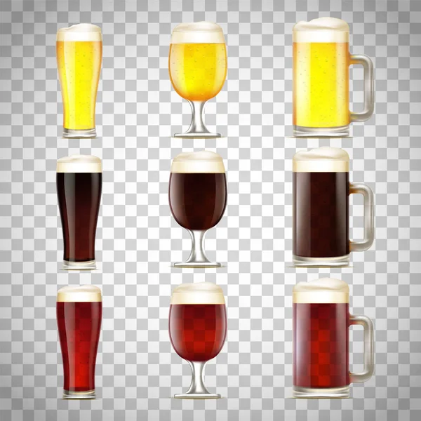 Set di birra in un bicchiere — Vettoriale Stock