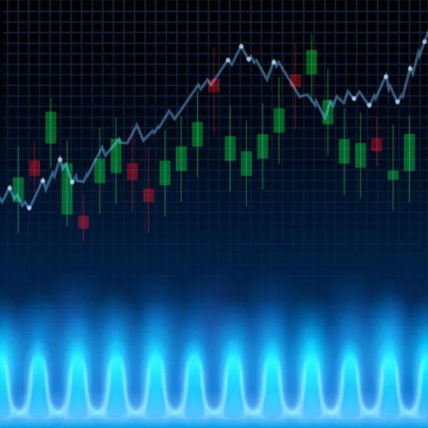 Modrý Plamen Kamna Finančním Graf Graf Obchod Palivem Akciovém Trhu — Stockový vektor