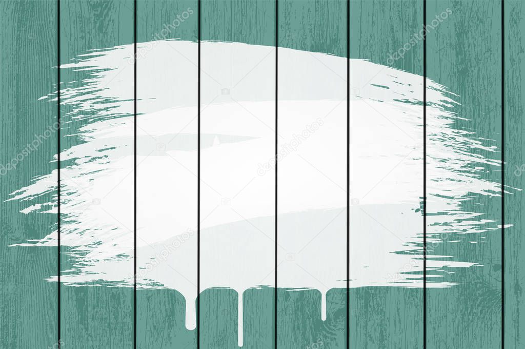 Green wooden panels with white paint. Timber background. Stock vector illustration.