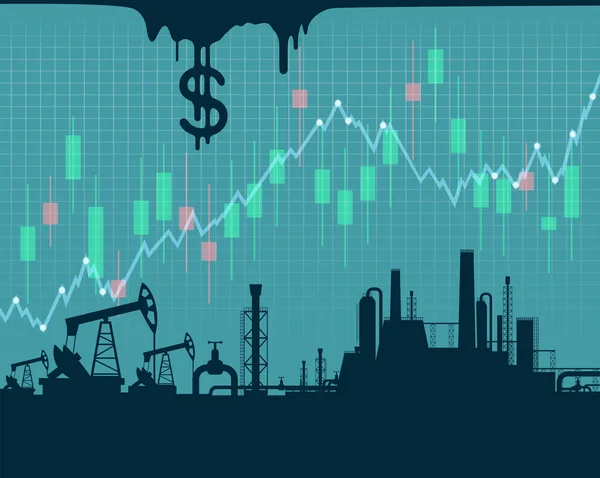 Utvinning Råolja Finansiella Grafer Och Diagram Lager Vektorillustration — Stock vektor