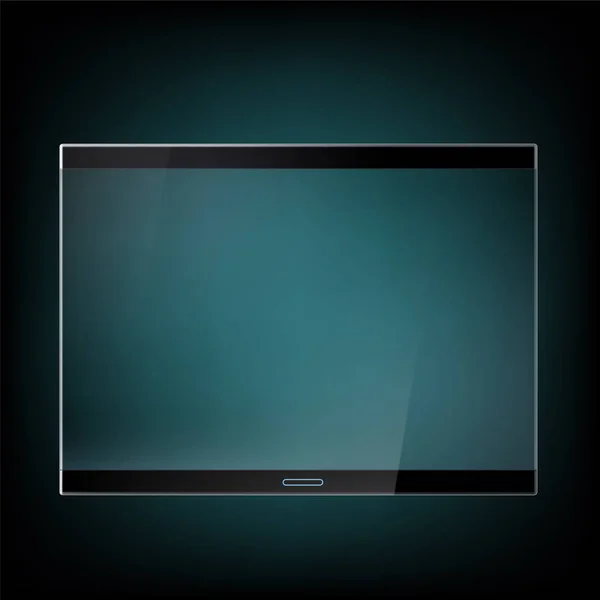 Dispositivo Tableta Futurista Con Una Pantalla Vidrio Transparente Información Comunicación — Vector de stock