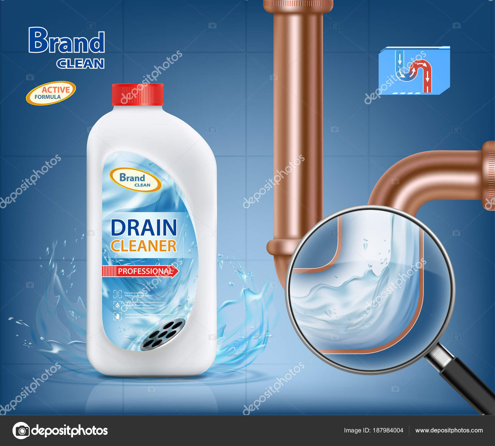 Download Plastic Package Drain Cleaner Detergent Bottle Pipe Siphon Mockup Container Vector Image By C Vantuz Vector Stock 187984004