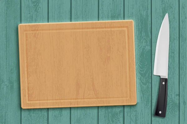 Wooden Kitchen Cutting Board Knife Vector Illustration — Stock Vector