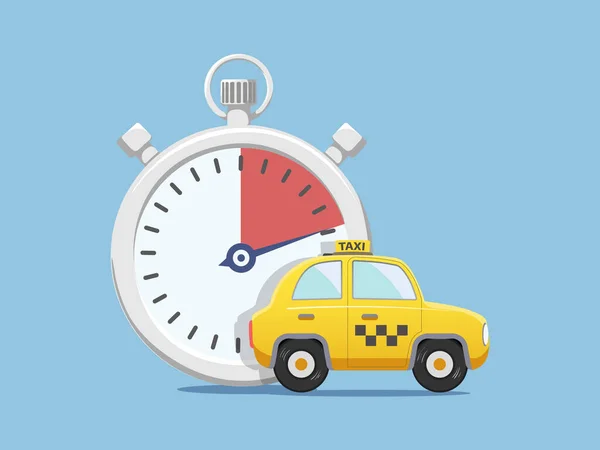 Taxi amarillo al lado del cronómetro — Vector de stock