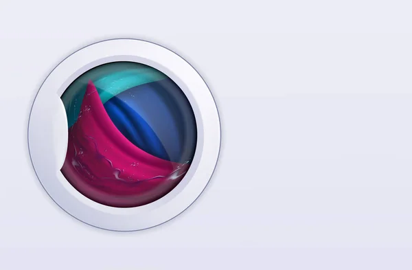 Washing machine with linen and washing powder — 스톡 벡터